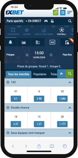 parier pologne vs pays bas sur 1xbet