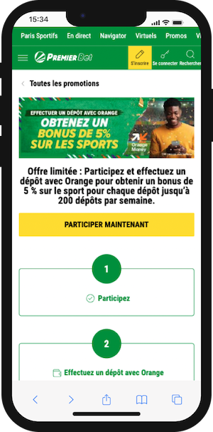 promo premier bet pour orange depot