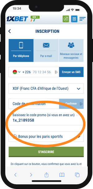 1xbet burkina inscription avec code promo