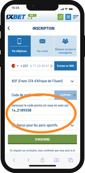 1xbet cameroun code promo sur psm