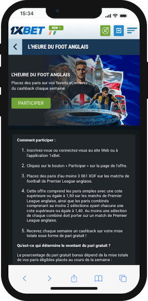 promo pour parier sur la premier league avec 1xbet